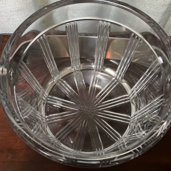 Signed Miller Rogaska Crystal Ice Bucket “Deco” Pattern w/ Handle, Disco… - Picture 7 of 11